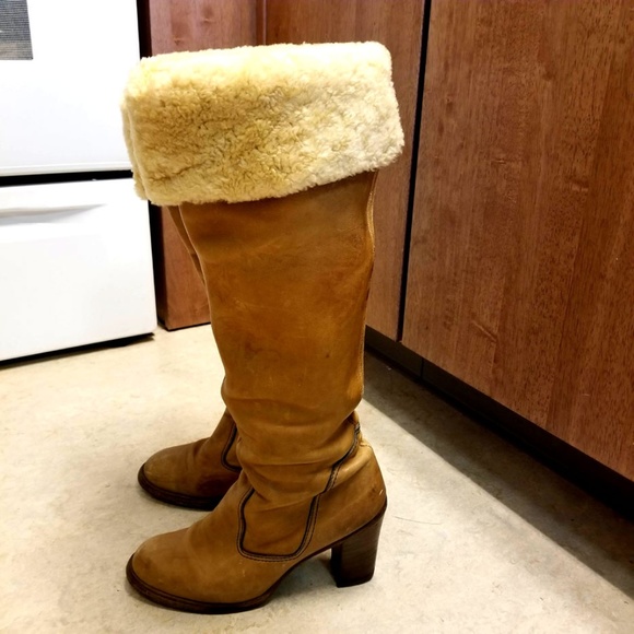 Spectacular VTG 70's Leather/Mutton Boots ZODIAC - Picture 1 of 7